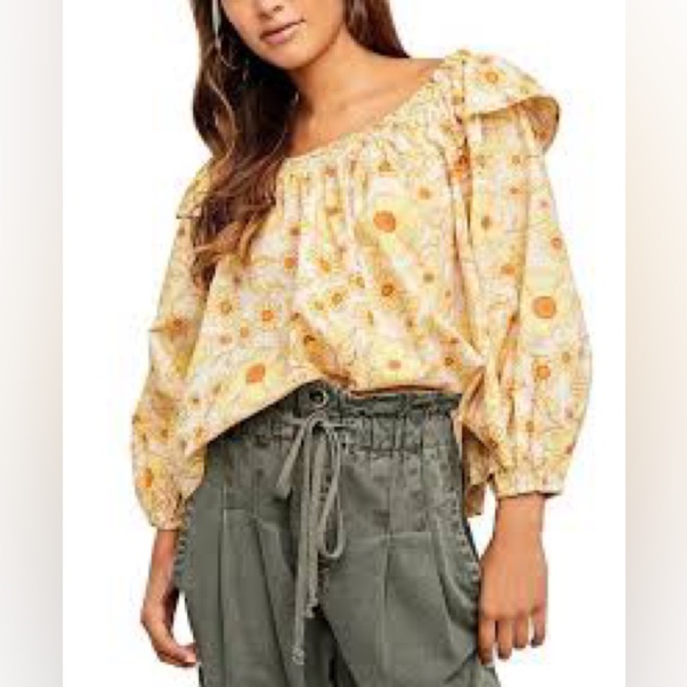 Oversized Free People Miss Daisy Floral Printed Top Retail EUC Size Small